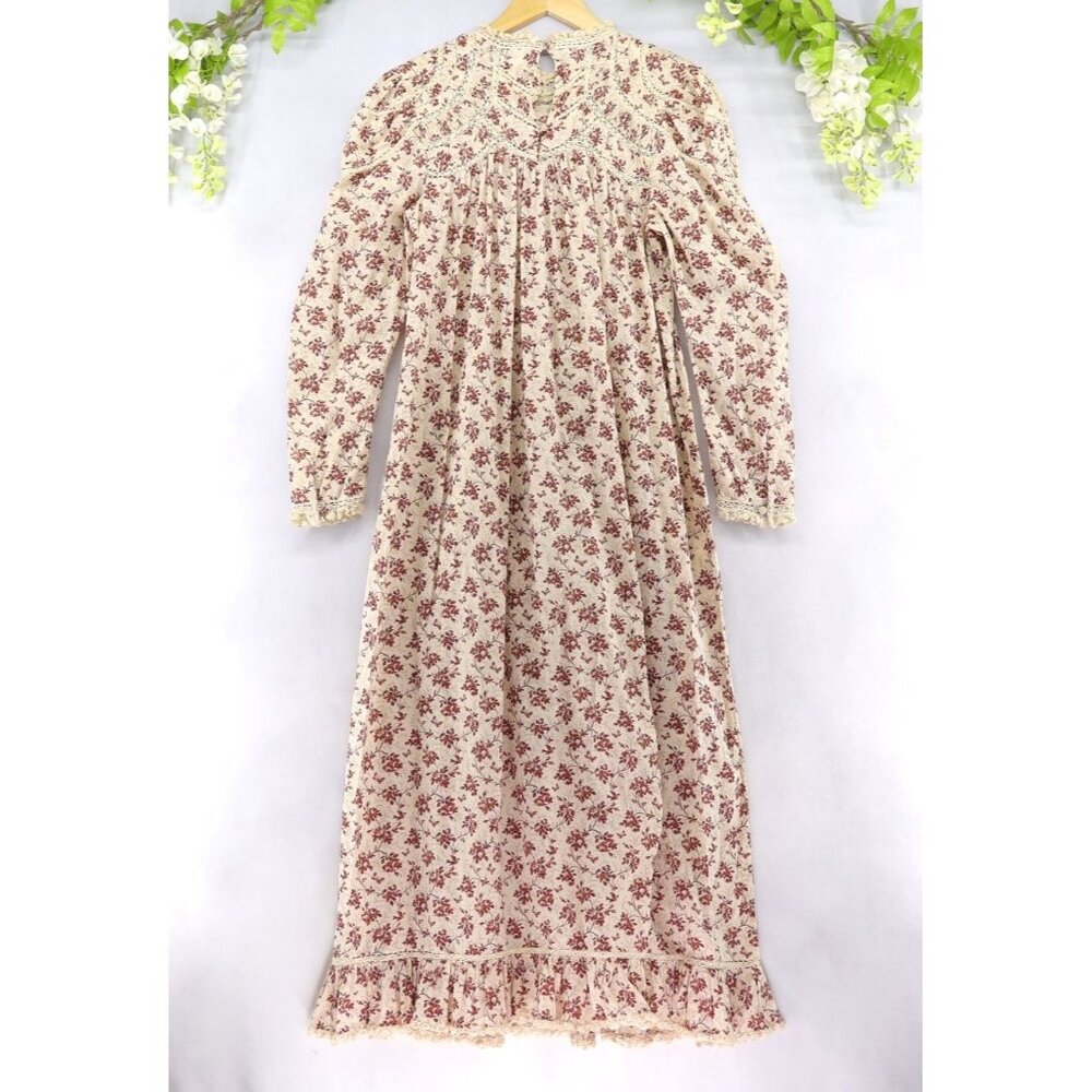 Doen Gabrielle Dress Midi Dress In Burgundy Songbird Toile Sz M - Picture 2 of 10